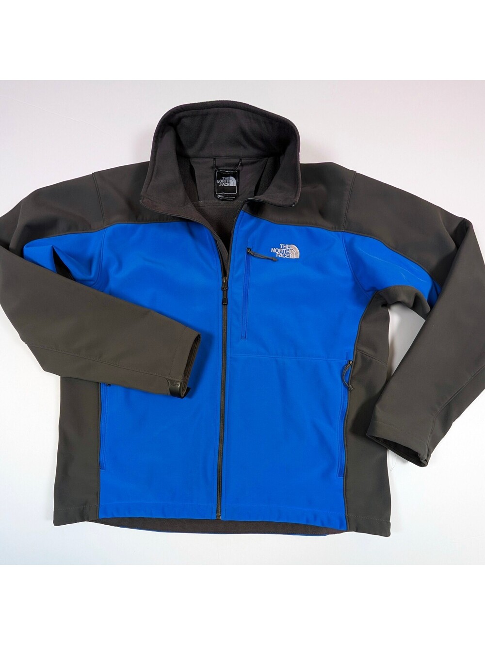 The North Face Softshell Jacket Mens XL Blue Gray Full Zip Wind Resistant